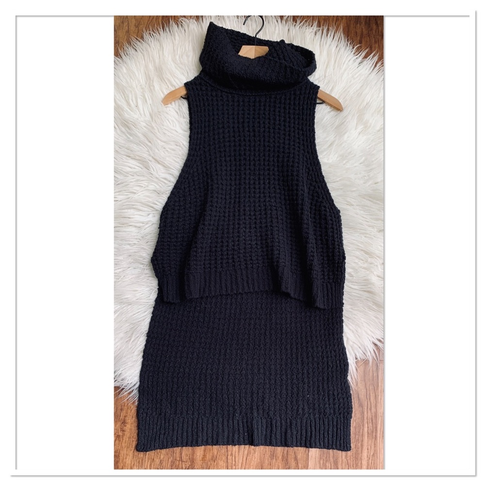 Free People Skyscraper Waffle Knit Sleeveless Sweater Black Size XS
